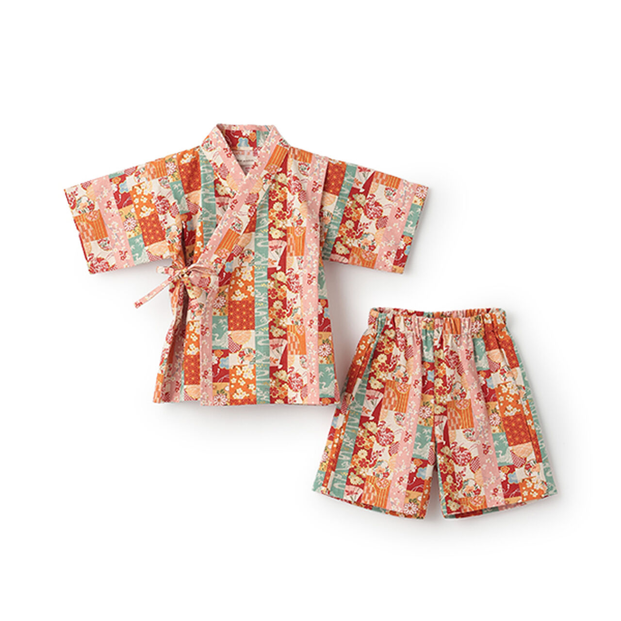 Jinbei Suit (Striped Patchwork Pattern),Purple, large image number 9