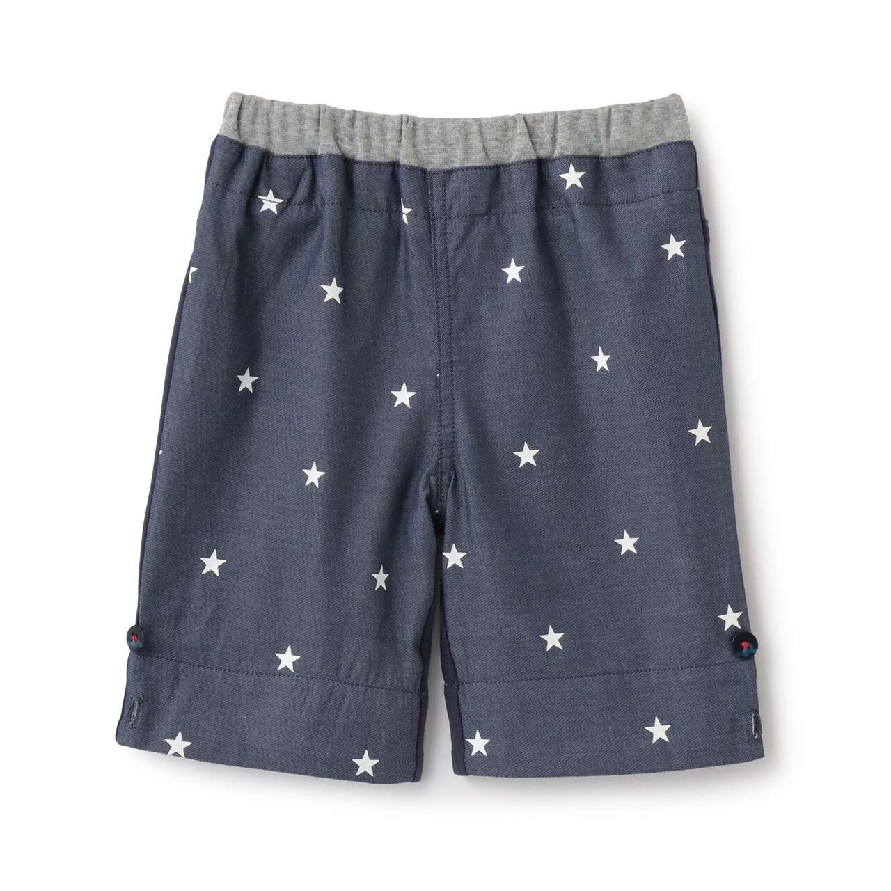 Star Pattern Denim Half Pants,Navy, large image number 0