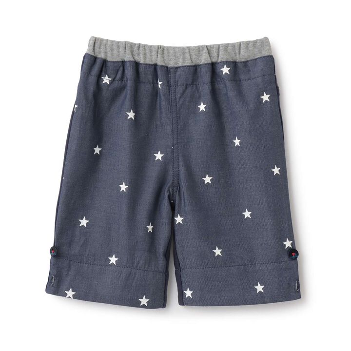 Star Pattern Denim Half Pants,Navy, medium image number 0