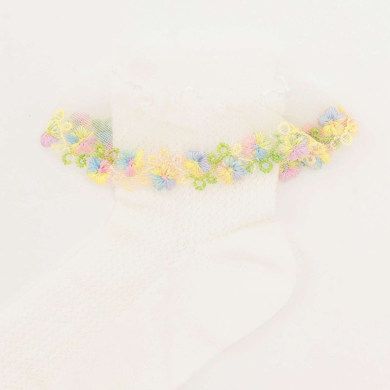 Flower Tulle Socks,Yellow, large image number 1