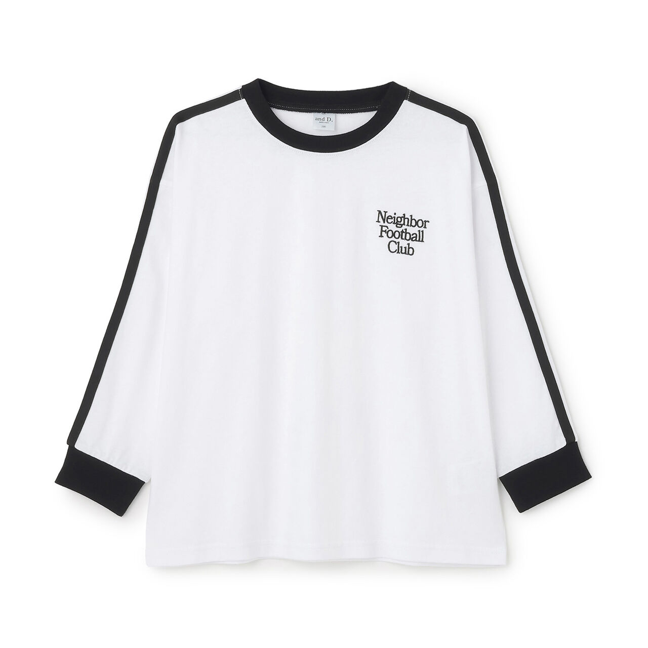 [Stain Resistant] Long-Sleeve T-Shirt with Sleeve Stripes,White, large image number 3