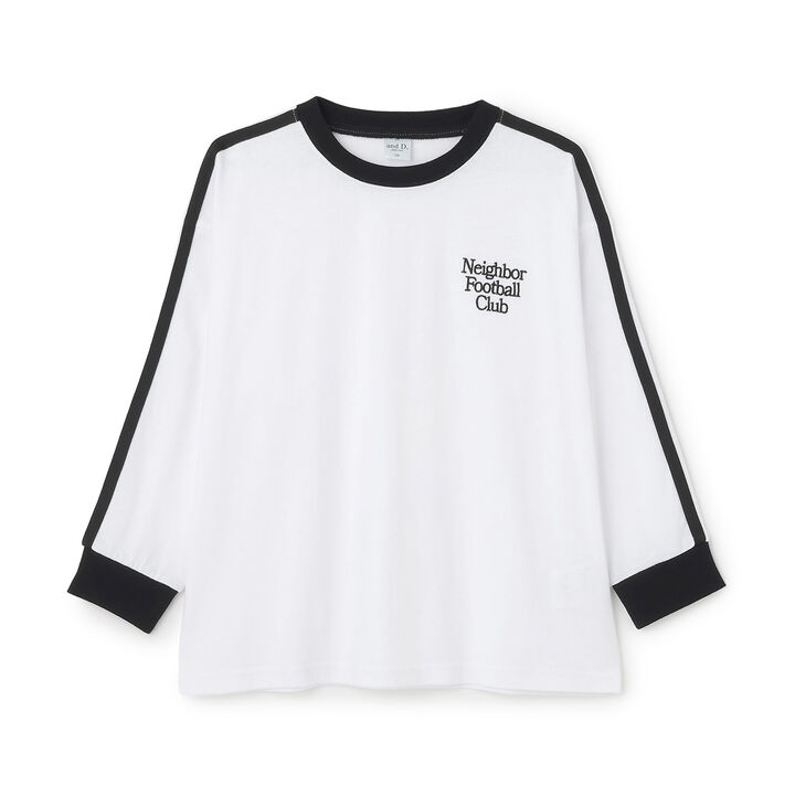 [Stain Resistant] Long-Sleeve T-Shirt with Sleeve Stripes,White, medium image number 3
