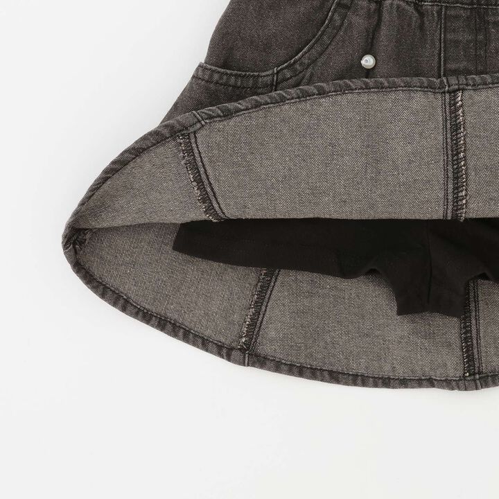 Pearl Denim Flare Skirt with Shorts,Blue, medium image number 12