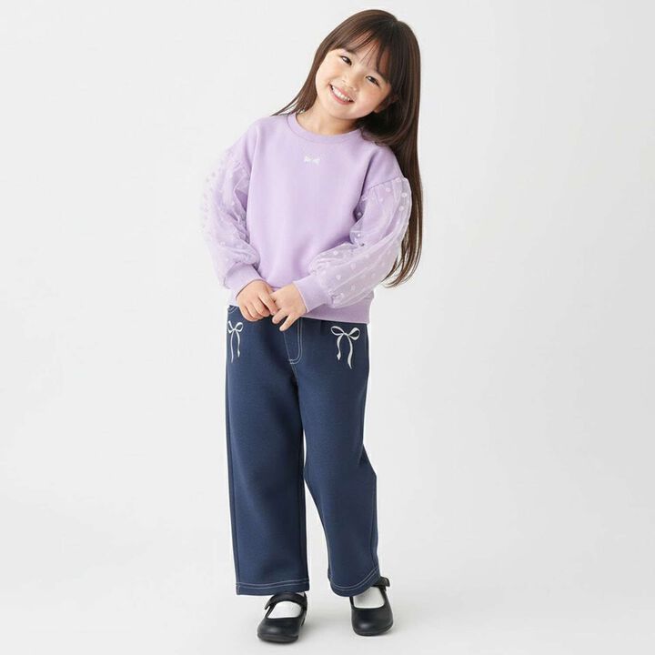 Tulle Sleeve Sweatshirt,Lavender, medium image number 12
