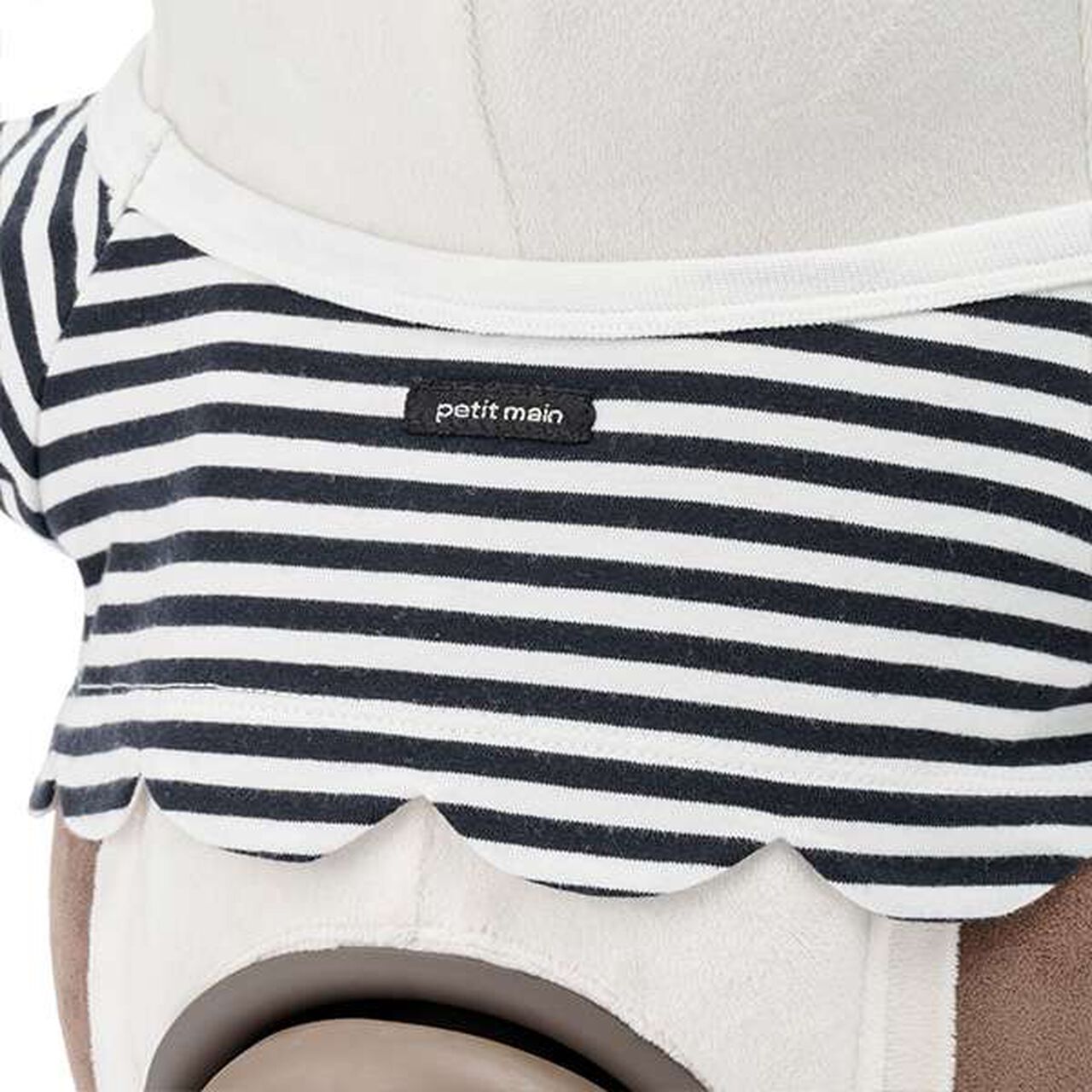 petit main × LOVOT Scallop Trim Stripe Pattern T-Shirt,Navy, large image number 8