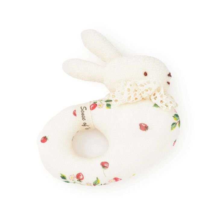 ☆BASIC Rabbit Ring Rattle [Organic] [Made in Japan],Pearl white, medium image number 1