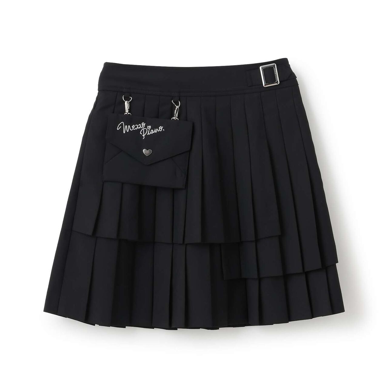 3-Tier Pleated Skirt-Pants with Letter Pouch,Gray, large image number 17