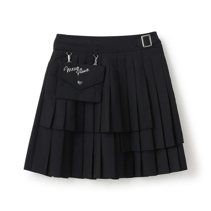 3-Tier Pleated Skirt-Pants with Letter Pouch,Gray, medium image number 17