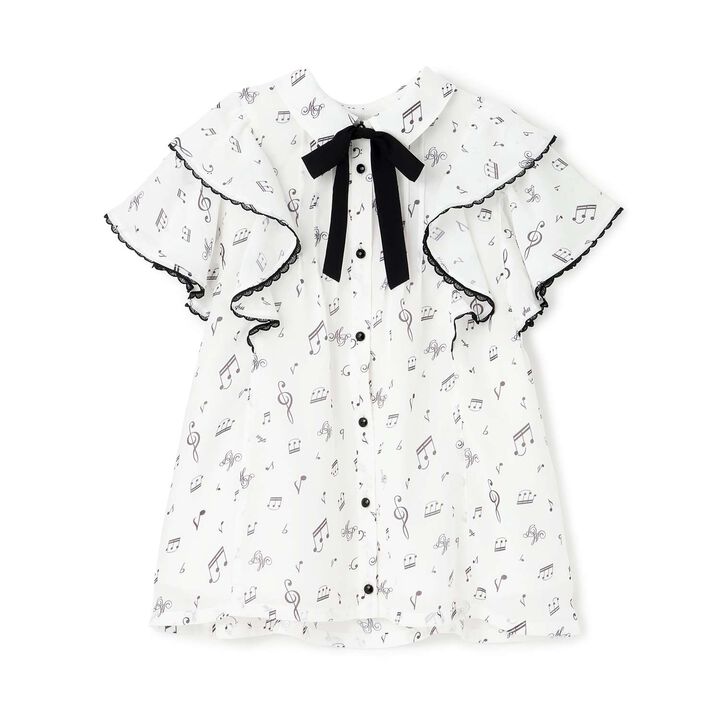 Musical Note Frill Blouse♪,Off white, medium image number 8