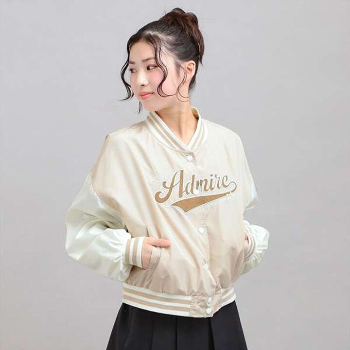 Cheer Logo Appliqu&eacute; Varsity Jacket,Gray, medium image number 19
