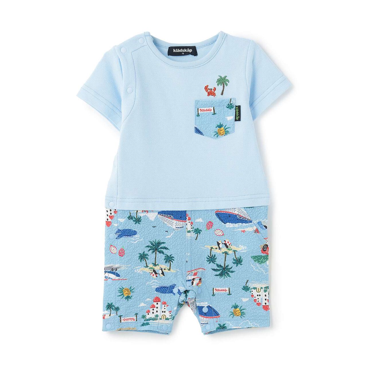 Short-Sleeve Romper with Vehicle Print,White, large image number 10