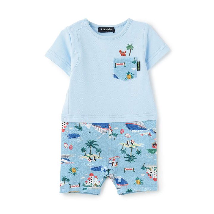 Short-Sleeve Romper with Vehicle Print,White, medium image number 10