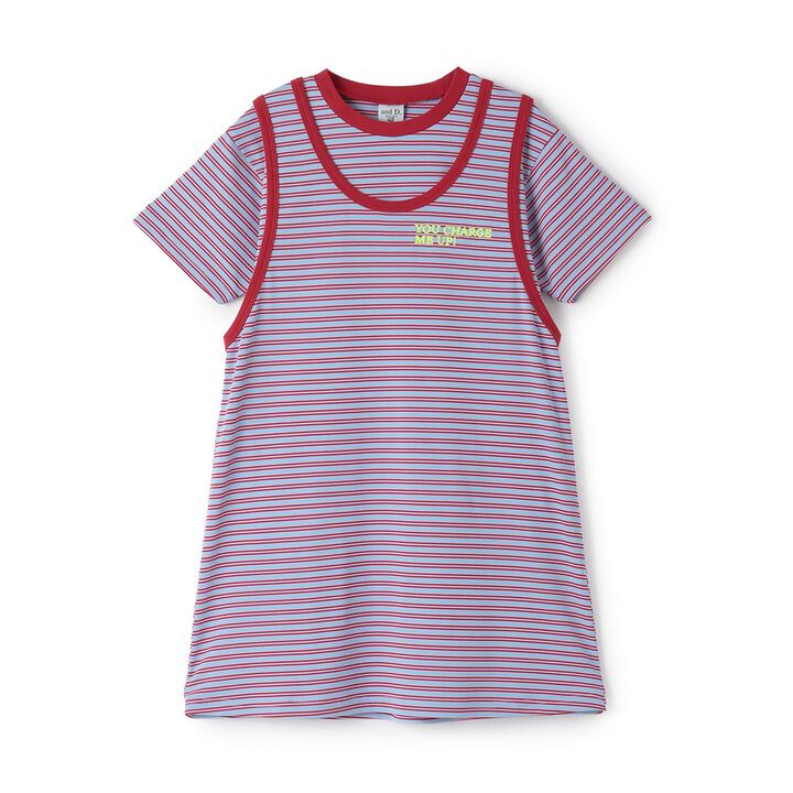 Stripe Pattern 2-Piece Tank One-Piece Dress,Pink, medium image number 7