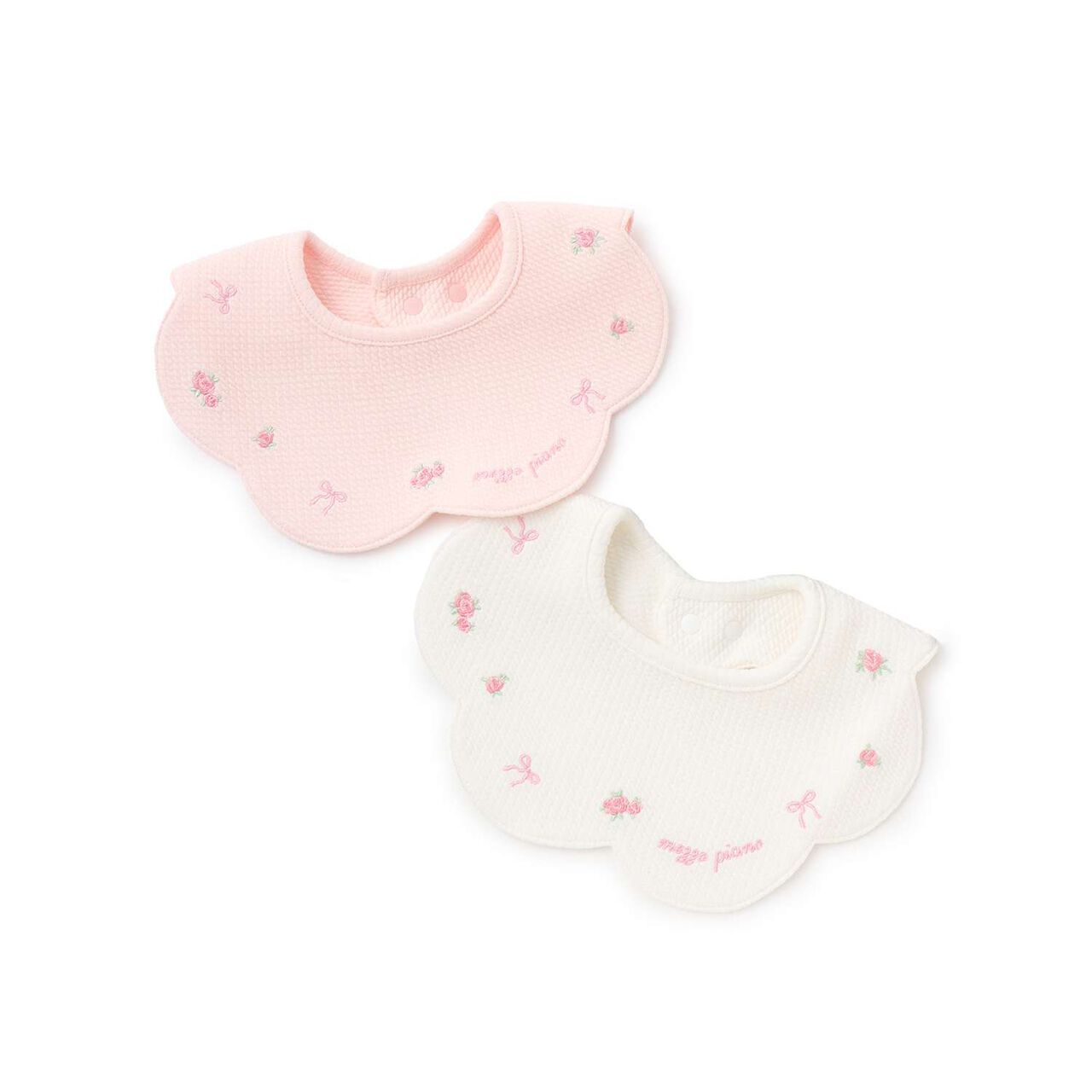 Rose Embroidery Scallop Bib,Off white, large image number 4