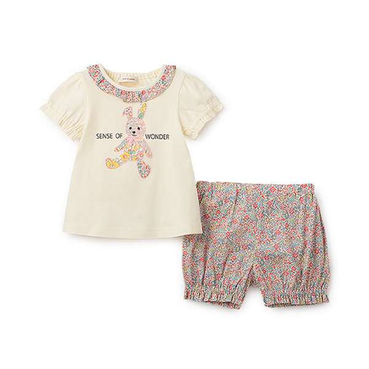 Liberty Appliqué Bunny Baby Suit,Pink, large image number 14