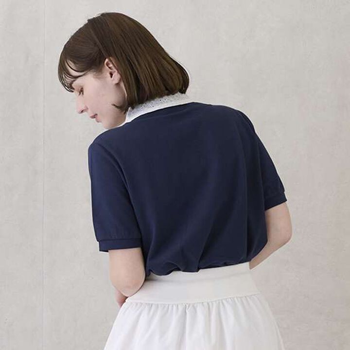 [Link] Peplum Polo Shirt,Off white, medium image number 7