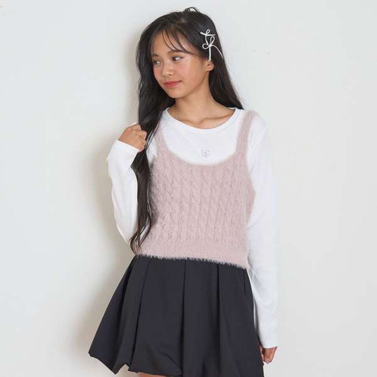 Washable Shaggy Vest Inner Set,Light gray, large image number 21