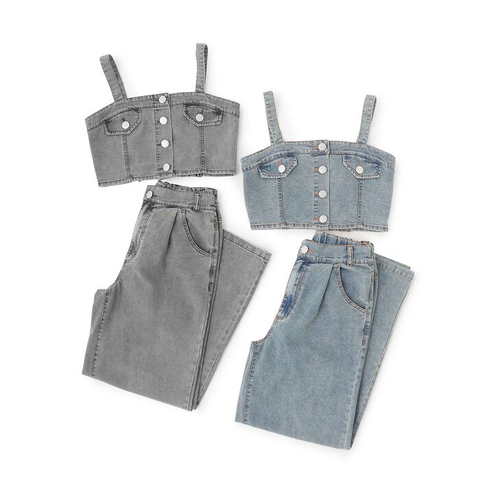 [LTXC / Cool Touch] Denim Pants and Bustier Set,Gray, medium image number 6
