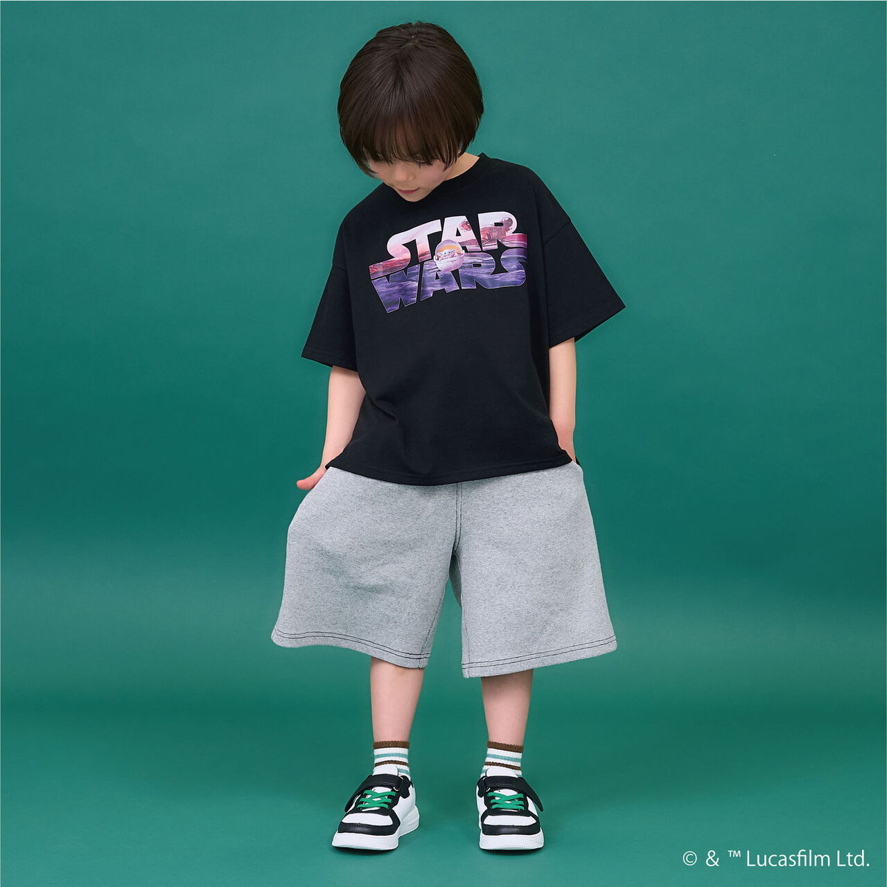 [STAR WARS] Stain Resistant Quick-Dry UV Logo Print Kaiteki Tenjiku Big T-Shirt,Black, large image number 15