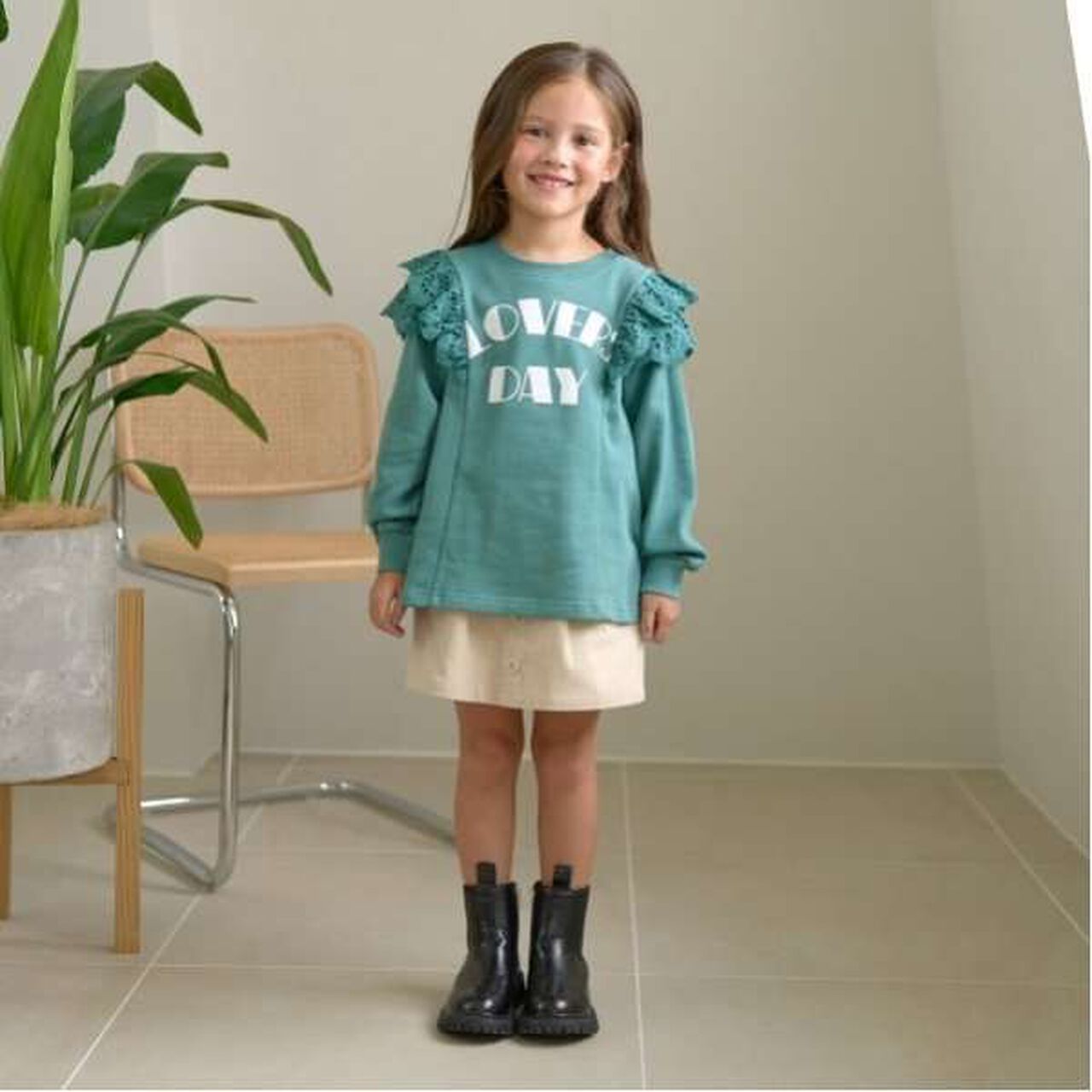 Pilling-Resistant A-Line Sweatshirt,Moss green, large image number 2