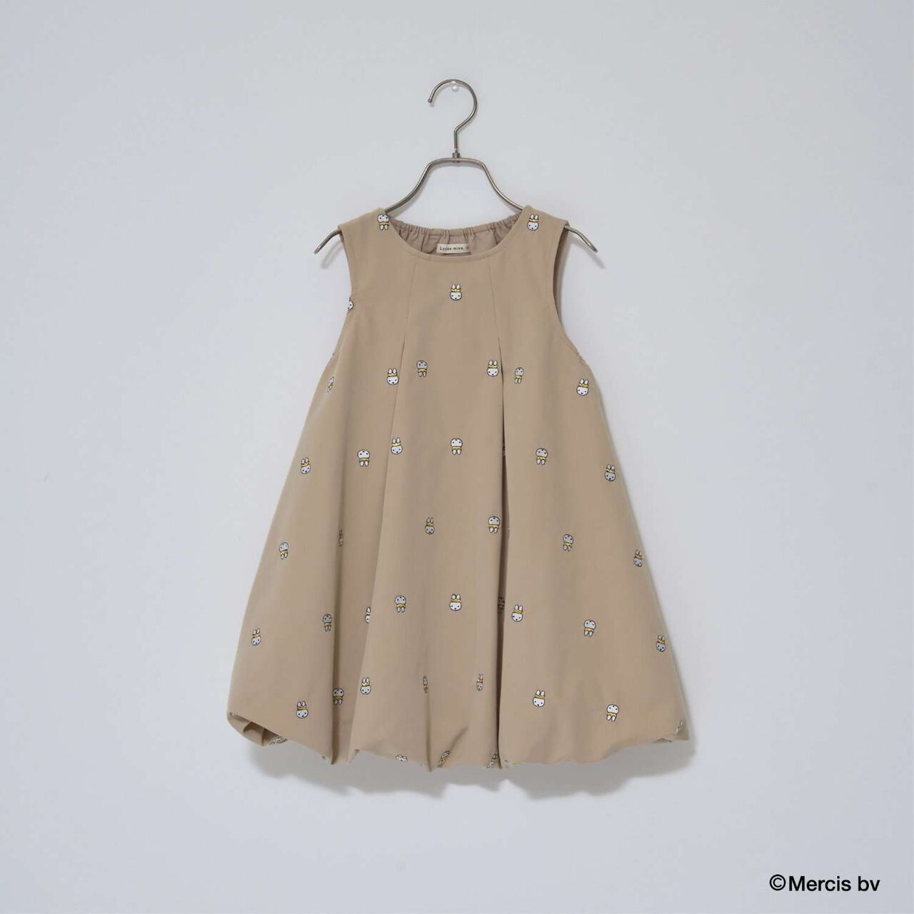 Miffy Embroidered All-Over Pattern Balloon One-Piece Dress,Black, large image number 3