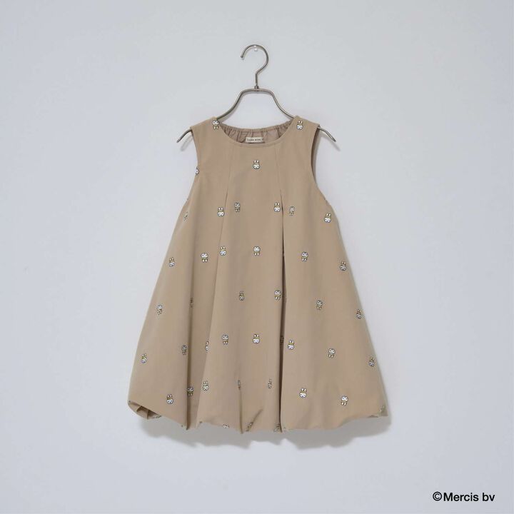 Miffy Embroidered All-Over Pattern Balloon One-Piece Dress,Black, medium image number 3