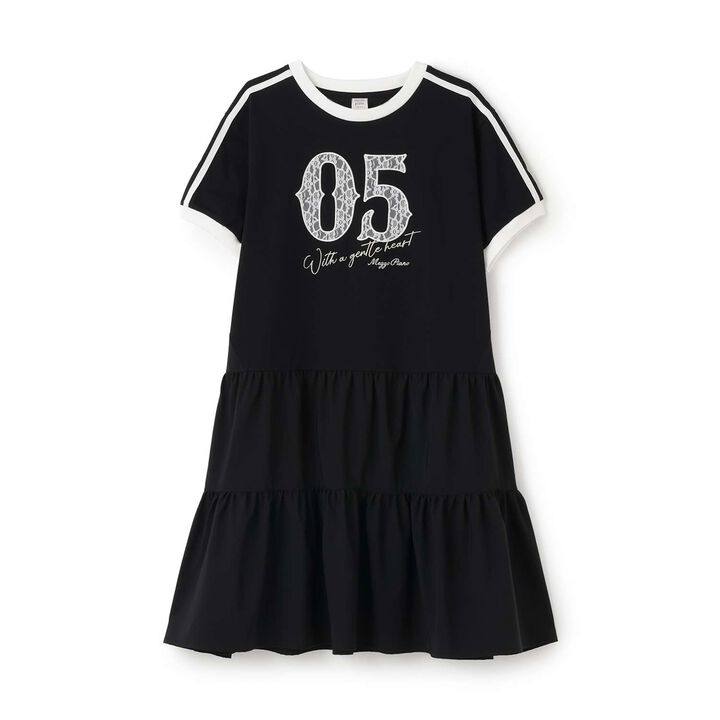 Cool Touch Numbered Tiered One-Piece Dress,Black, medium image number 9