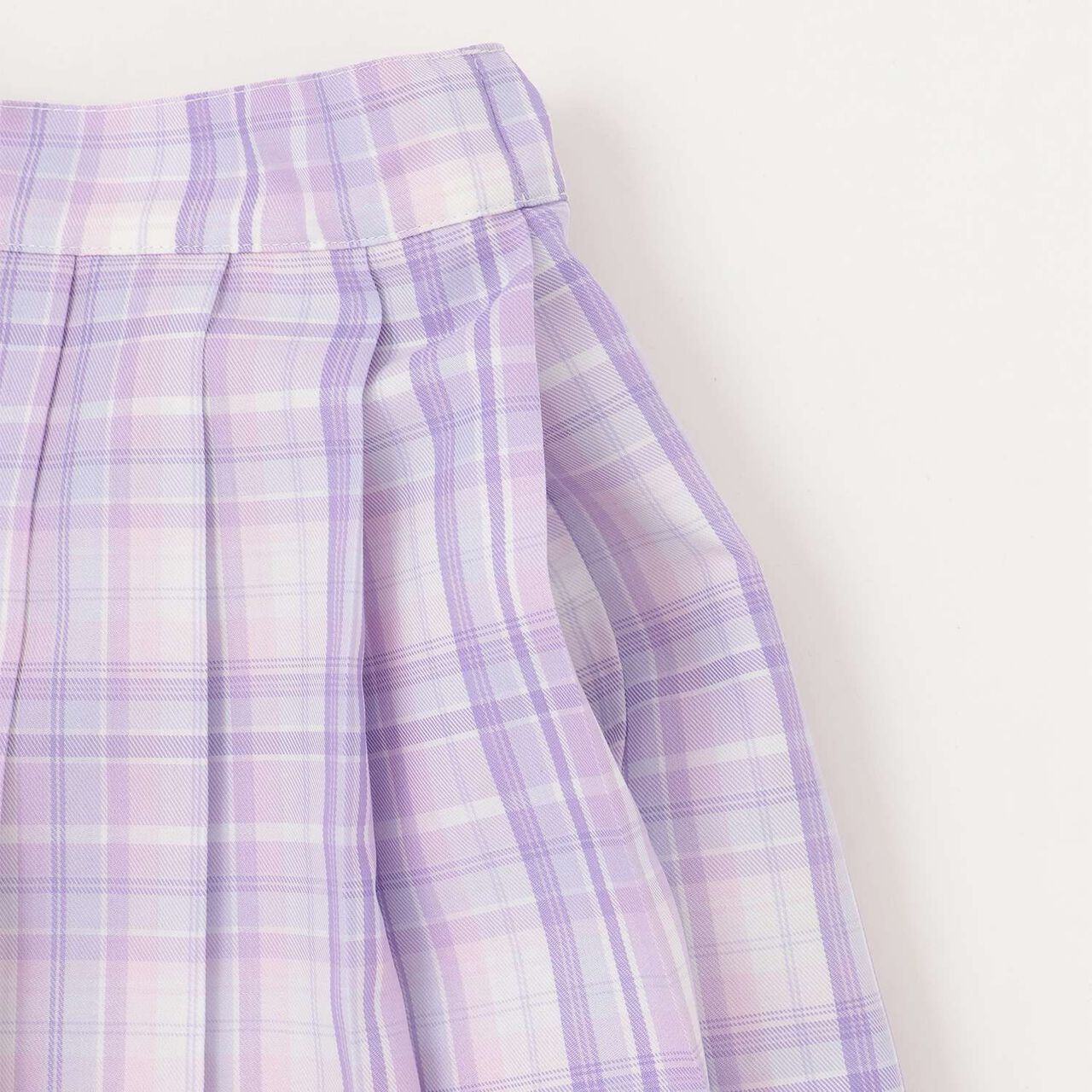 Charm-Embellished Check Pleated Skirt-Pants,Lavender, large image number 4