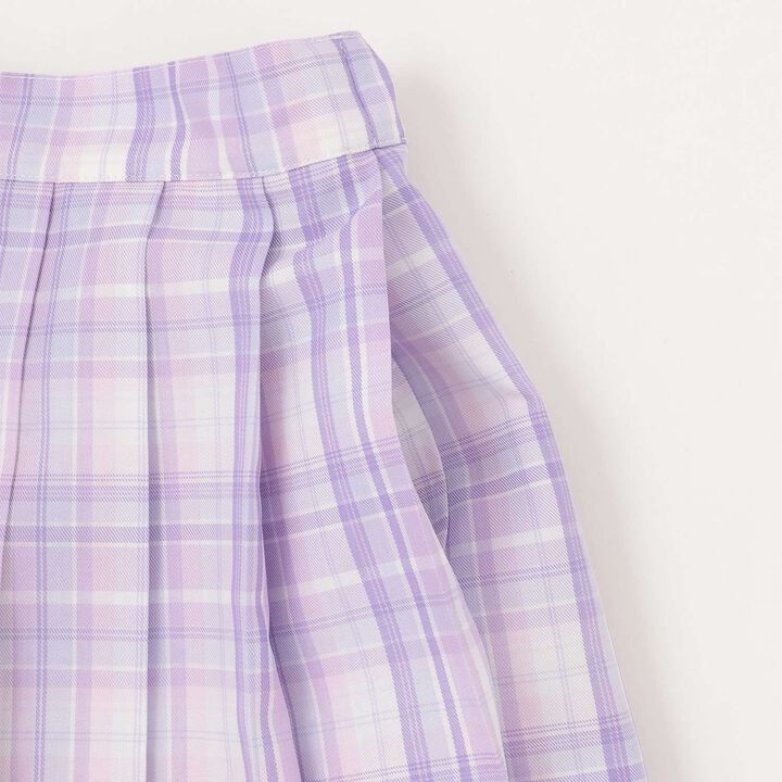 Charm-Embellished Check Pleated Skirt-Pants,Lavender, medium image number 4