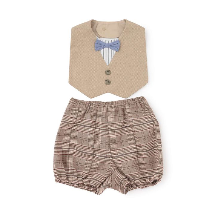 Vest-Style Bib Set,Beige, medium image number 0