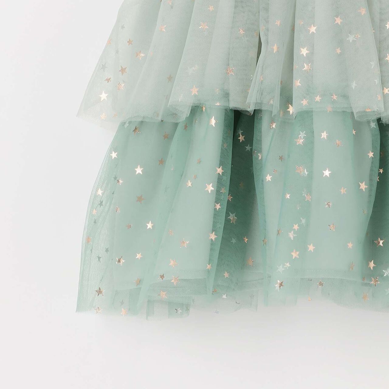 Tulle Frill One-Piece Dress,Blue green, large image number 11