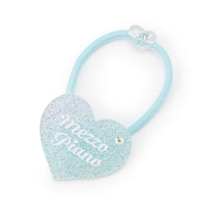 25th Anniversary Sparkling Heart Logo Hair Ponytail Holder,Blue, medium image number 0