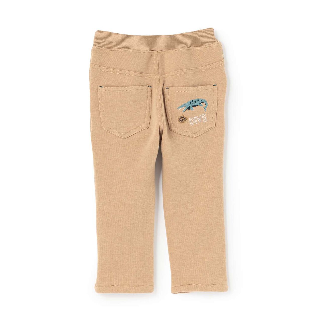 [Restock] Long-Length Straight Pants with Dinosaur Embroidery,Black, large image number 1