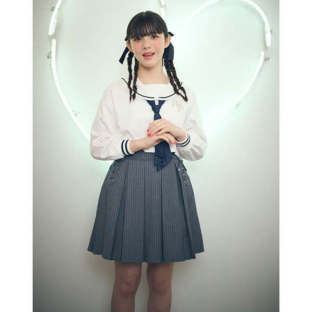 Short-Length Sailor Long-Sleeve Shirt & Tank Top Set,Sax blue, large image number 16