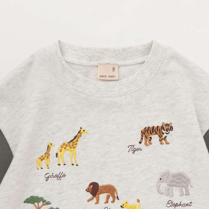 Animal Embroidery Long-Sleeve T-Shirt,Cream, medium image number 5