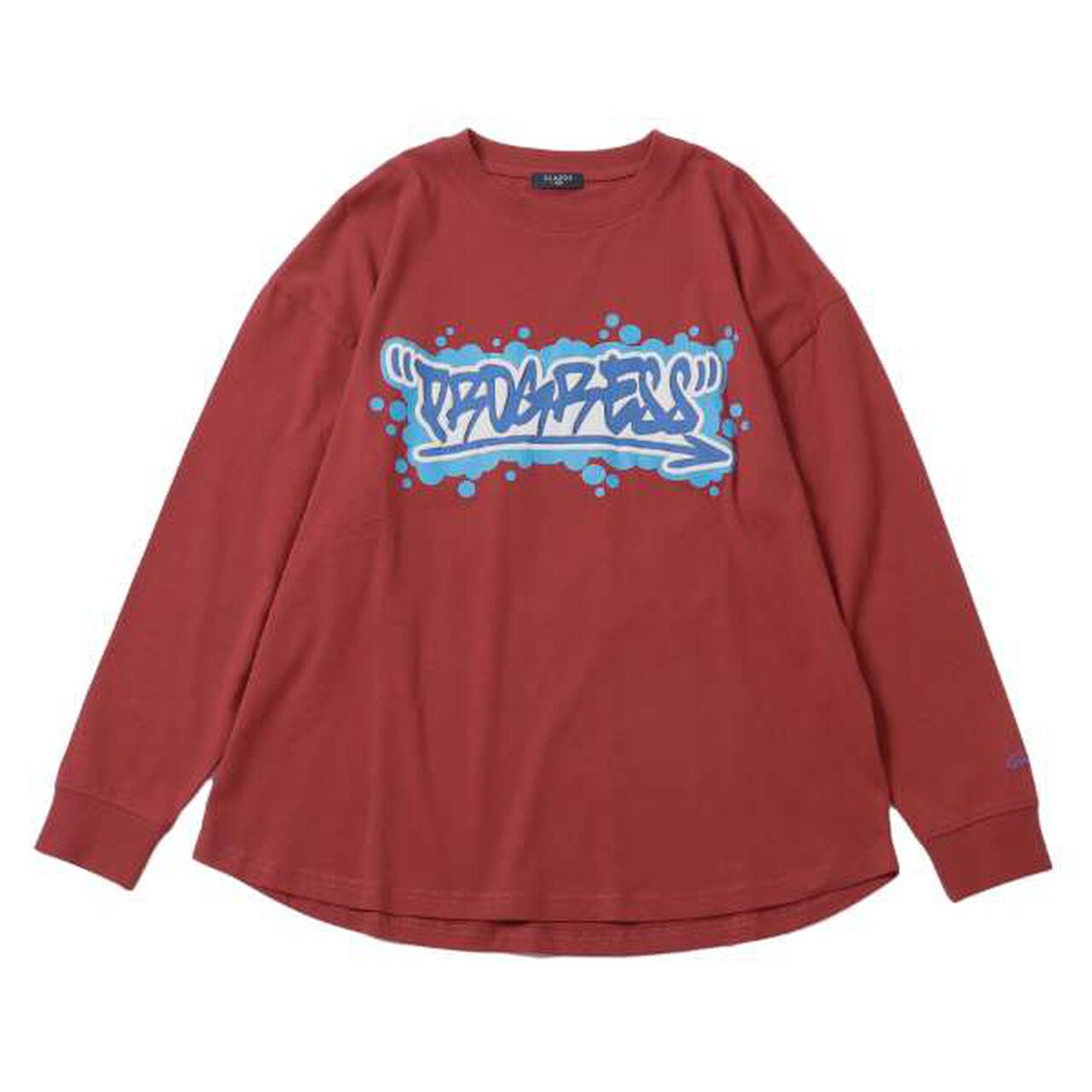 [STREET] Front Graffiti Print Big Long-Sleeve T-Shirt,Black, large image number 3
