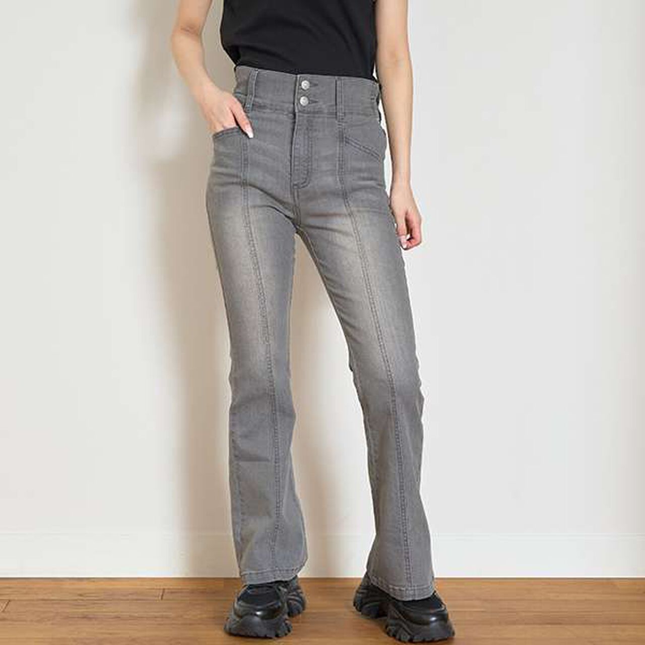 [Cool Touch] Style-Up Flare Denim,Blue, large image number 1