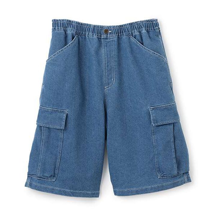 Cool Sensation Denim Half Cargo Pants,Deep blue, medium image number 13