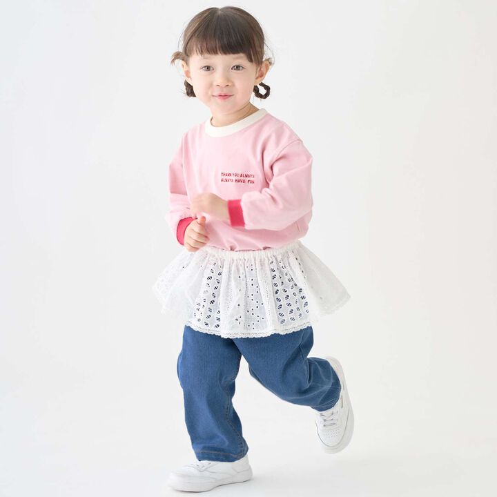 Color-Blocked Relaxed Long-Sleeve T-Shirt [Food Stain Resistant],Navy, medium image number 4