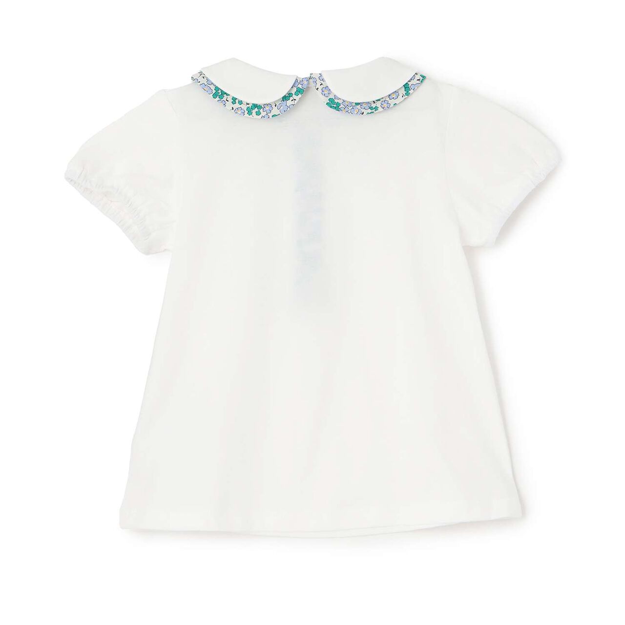 Small Floral Pattern Combo Blouse,Off white, large image number 1