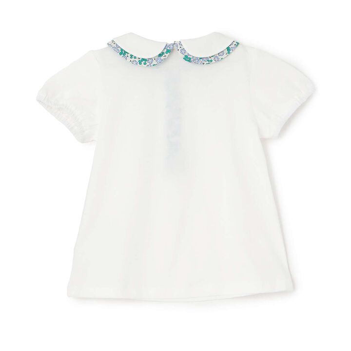 Small Floral Pattern Combo Blouse,Off white, medium image number 1