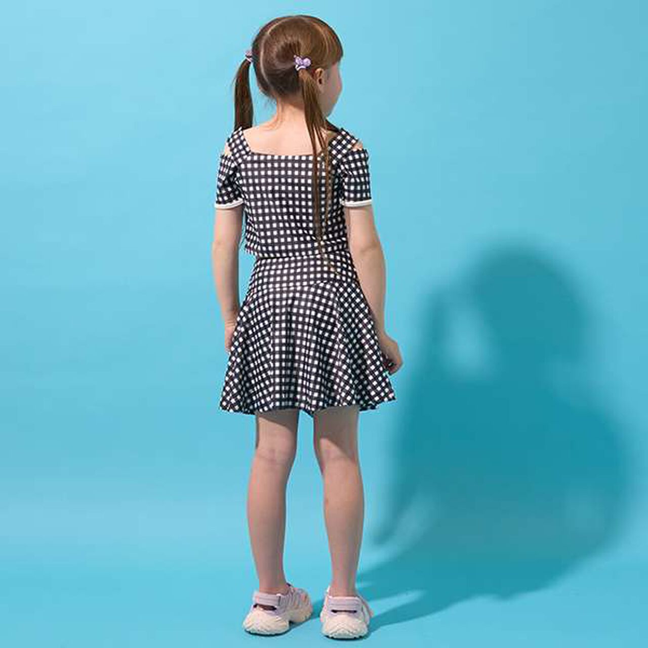 [UV Protection/SWIM] Off-Shoulder Top with Flare Skirt Pants,Black, large image number 20