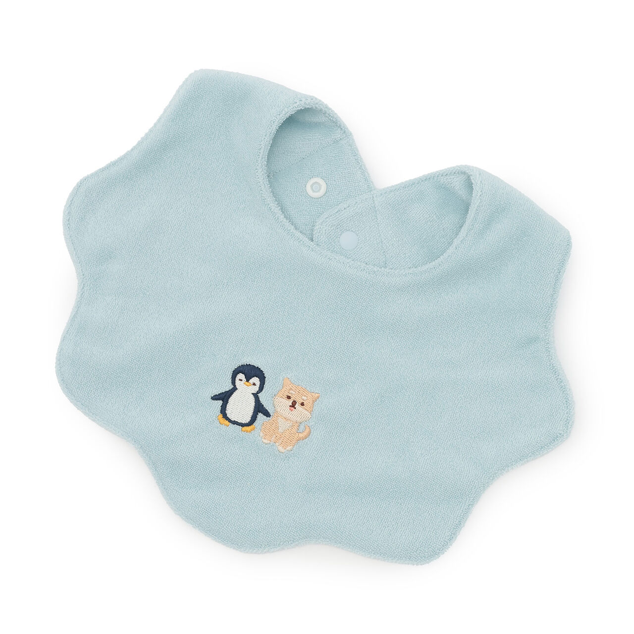 Animal Embroidered Scallop Trim Bib,Sax blue, large image number 0