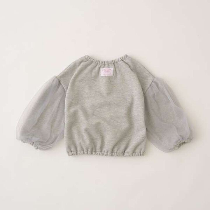 Wool Lined Tulle Sleeve Pullover,Top gray, medium image number 11