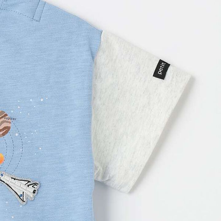 Anti-Stain Short Sleeve T-Shirt with Space Graphic,Off white, medium image number 5