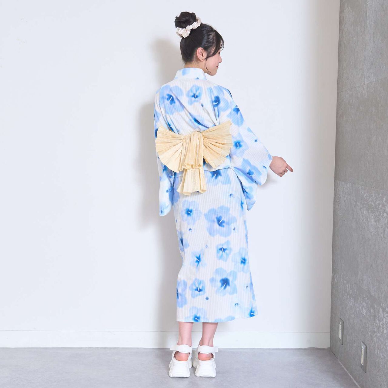 Floral Pattern Two-Piece Yukata,Pearl white, large image number 11