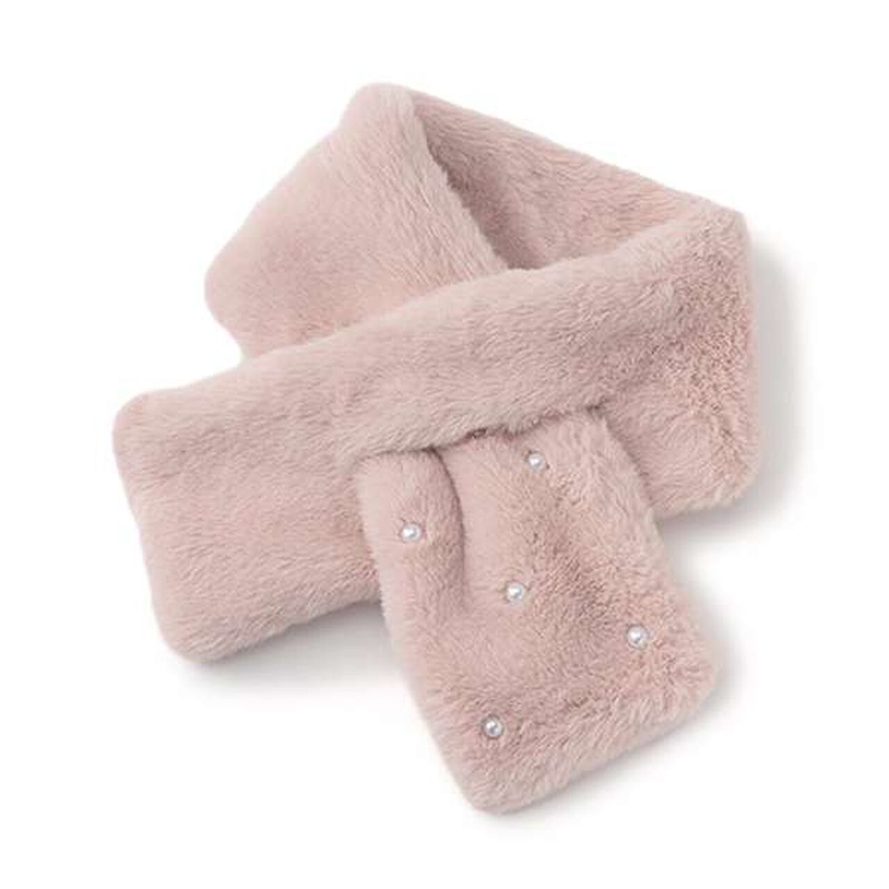 Pearl-Embellished Faux Fur Tippet,Light pink, large image number 0