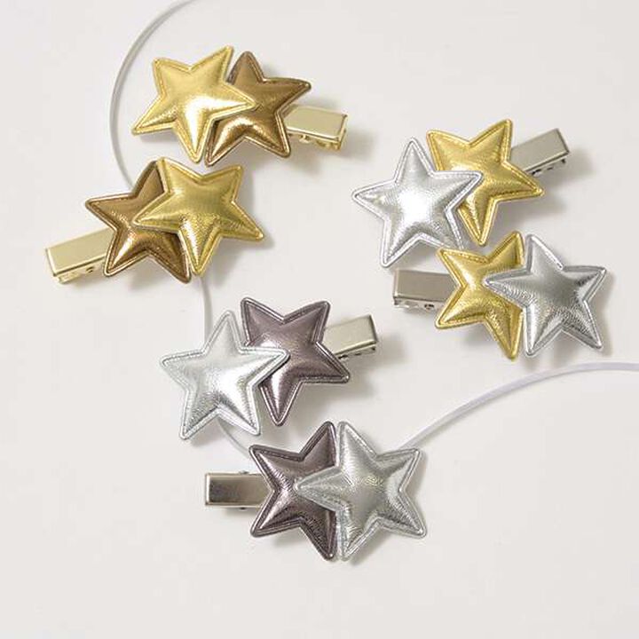 Sparkling Star Hair Clip Set,Silver, medium image number 1