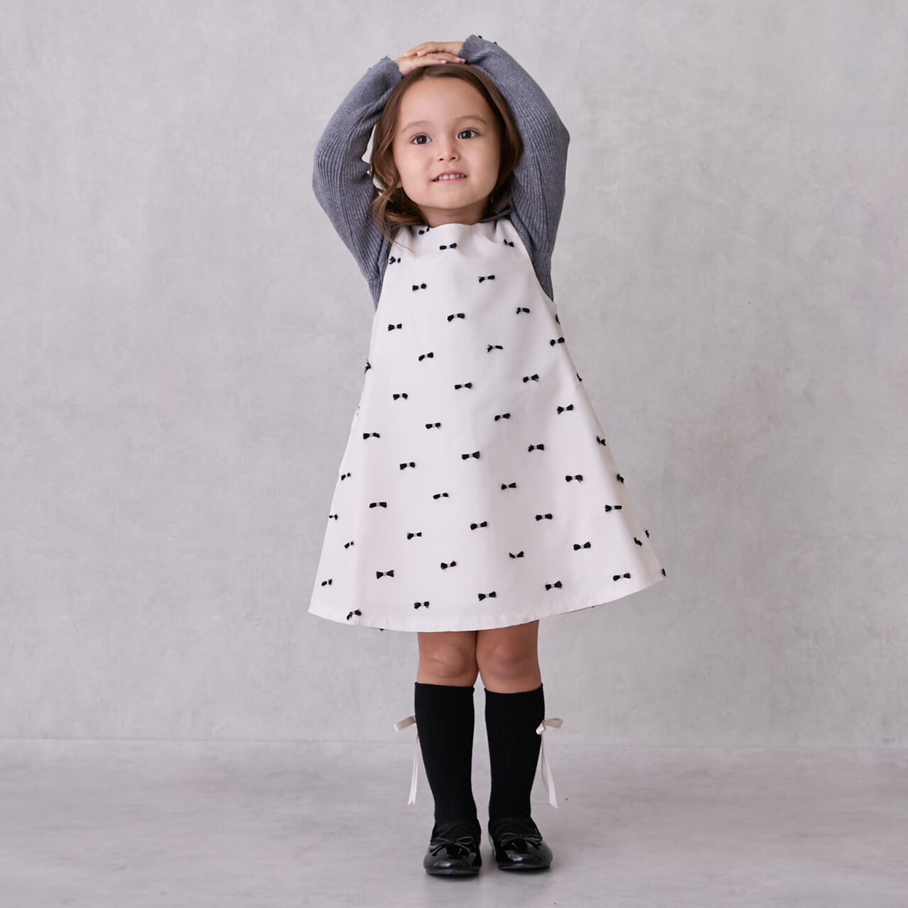 Link Shoulder Ribbon Jumper Skirt,Navy, large image number 1