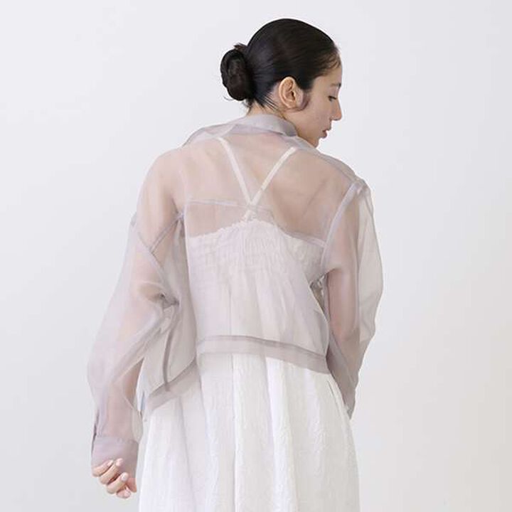 [LADIES] Sheer Shirt Jacket,White, medium image number 7